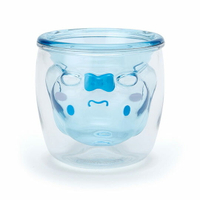 小禮堂 大耳狗 雙層造型透明塑膠杯 貓爪杯 牛奶杯 水杯 180ml (藍)