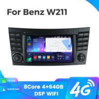 1 Din Car Radio for Mercedes Benz E-class W211 W219 E200 E220 E300 E350 E240 E280 CLS CLASS Carplay 4G Android 14 GPS Navigation