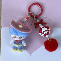 Gantungan Kunci Emosi Wajah Cowboy Velvet Keychain KS074 Red