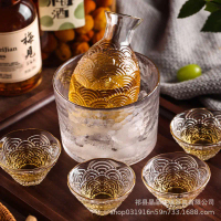 Xiangyun Glass Wine Set: Japanese-style Creative Hammered Pattern Sake Bottle with Gold-rimmed White