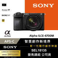 【SONY 索尼】APS-C 數位相機 ILCE-6700M A6700 SEL18135 變焦鏡組(公司貨 保固18+6個月)