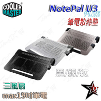 CoolerMaster 酷媽 Notepal U3 PLUS 全鋁散熱墊 可拆式風扇 筆電 散熱精品14"~19"