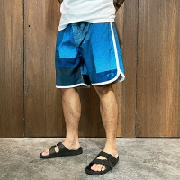 美國百分百【全新真品】Oakley 海灘褲 口袋 綁繩 衝浪褲 休閒 短褲 logo 漸層 藍色 F001