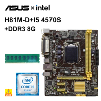 1150 Motherboard kit ASUS H81M-D with i5-4570S cpu +DDR3 8G H81 Motherboard PCI-E 2.0 2×SATA III USB3.0 DVI Micro ATX