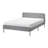 SLATTUM 雙人軟墊式床框, 淺灰色, 含床底板條