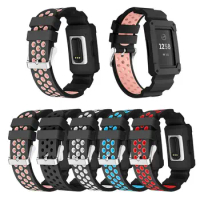 Compatible Fitbit Charge 3/4 Straps with Case, Silicone Breathable Bands with Shatter-Resistant Bumper Protective Frame