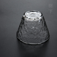 皂角樹下日式手工初雪耐熱玻璃杯透明玻璃錘紋茶杯主人杯茶具配件1入