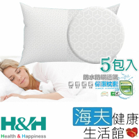 【海夫健康生活館】南良 H&amp;H 3D 防水 防蹣 透氣 保潔枕套 白色格紋(2入x5包裝)