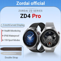Zordai ZD4 Pro 1.5" Curved Screen Smartwatch Wireless Charger Bluetooth Call Sports Smart Watch Men IP68 Waterproof for Huawei