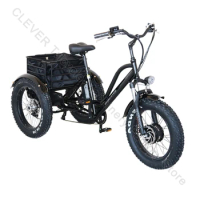 Adults Bike 500W 3 Wheel Cargo Electric Fat Tire E-Tricycle With Basket 40-80km Range Can Climb Mountain