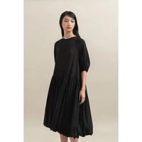 NOVERE - Bouquet Puff Dress in Licorice ML