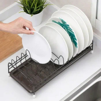 Iron Kitchen Dish Drying Rack Holder with Tray Tableware Storage Shelf Plate Dish Rack Drainer Cabinet Kitchen Organizer