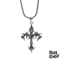 Gothic - Necklace Kalung Rantai (55 Cm) Titanium Silver Liontin Salib Ghotic Elegan Kekinian Cocok U