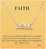 Dainty 14k Gold Plated Stainless Steel Faith Necklace for Women Tiny Move Mountains Charm Choker Chr