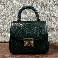 Tas Gress Kulit Piton Elegan Kulit Ular Python Size 20cm Hijau Tua