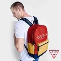 【GUESS】時尚撞色經典LOGO後背包-紅(NL742398MMT)