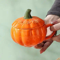 3D Halloween Pumpkin Ceramic Cup Cartoon Mug Beautifully Designed Drinking Tool for Coffee Tea and Hot Drink