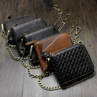 New! Biker Leather Wallet with Chain Mens Gift 5 Style