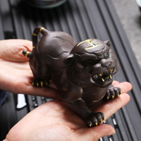 創意老虎紫砂茶壺精品可養茶桌茶幾十二生肖虎招財瑞獸桌面裝飾品
