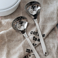 304不銹鋼火鍋勺子家用湯勺漏勺兩件套裝加厚長柄粥勺盛湯公勺