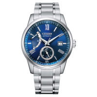 CITIZEN Mechanical 正能量動力儲存機械紳士腕錶-銀X藍-NB3001-61M-40.5mm