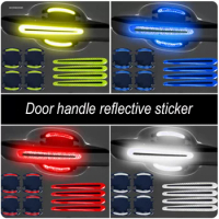 8pcs 3D Car Reflective Sticker Tape Reflector Fender Warning Bumper Strip Door Handle Bowl Cover Car Exterior Accessories Set