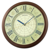 【SEIKO 精工】十二星座 兩段式自動燈光 指針式掛鐘 時鐘 520禮物 送禮(QHA013B)