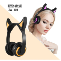 Wholesale Cat Ears Bluetooth Headphones Personal Fashion Gift Headset Luminescent Mobile Phone Earphone 25PCS/lot