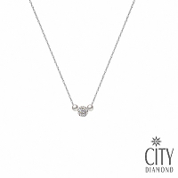 City Diamond引雅【東京Yuki系列】天然珍珠米奇造型水鑽項鍊 (白K)