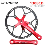 Litepro Square Connecting Rods Crankset 130 BCD Chainring 45T 47T 53T 56T 58T Bicycle Crank and Chainwheel for Gravel Road Bike