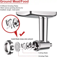 Dishwasher Safe,Meat Grinder Attachment for all Kitchenaid chef, Stainless Steel Kitchenaid Meat Grinder with 3 Sausage Stuffer