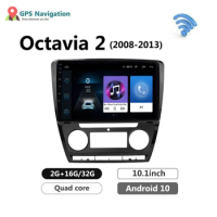 10.1'' Android 10.0 2Din Autoraido Audio dvd Car Radio Multimedia Video Player For SKODA Octavia 2 2008 2009-2013 GPS Navi 2 din