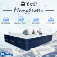 【Free Shipping + Latex Pillow】Dazzler Max 7 Zone Pocket Spring Mattress Cool Silk Pure Latex Layer