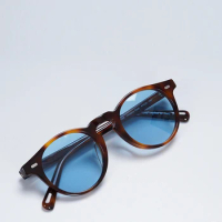 Blue Lens Sunglasses Gregory Peck Vintage Acetate Retro Round Polarized Sunglasses Designer Sunglasses for Women 2022 Sunglass