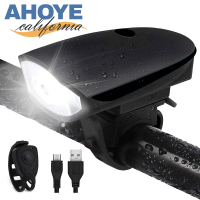 【AHOYE】XPE高亮防水自行車燈+喇叭 USB充電(腳踏車燈 自行車車燈)