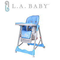 美國 L.A. Baby 多功能高腳餐椅 腳踏可調款(3色選購桃紅色、藍色、螢光色)