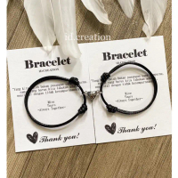 Gelang Couple Magnet Love Polos (1pasang gelang Magnet love Tali korea 2mm