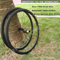 700c Carbon Wheelset Disc Brake Novatec411 412 Center Lock Clincher Tubeless Tubular Carbon Road Disc Brake Wheels