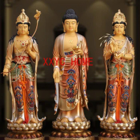 Hand Painting Statue Decoration Avalokitesvara Offering Home Amitabha Buddha Standing Statue