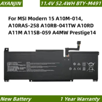 BTY-M491 11.4V 52.4WH Laptop Battery For MSI Modern 15 A10M-014,A10RAS-258 A10RB-041TW A10RD A11M A11SB-059 A4MW Prestige14