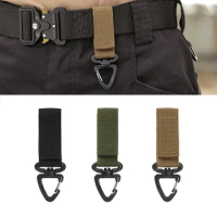 2PCS Tactical Hanging Buckle Molle Nylon Webbing Belt Triangle Buckle Outdoor Climbing Camping Tool Accessory Carabiner Keychain
