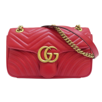 【二手名牌BRAND OFF】GUCCI 古馳 紅色 山型紋牛皮 GG Marmont 兩用包 443497