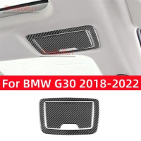 For BMW 5 Series G30 2018-2022 Accessories Carbon Fiber Interior Car Rear Vanity Mirror Panel Trim Cover Frame Decor Stickers