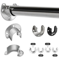 304 Stainless Steel Flange Seat Wardrobe Hanger Rod Fixing Hardware Accessories Curtain Rod Tube Hook Fixed Support Bracket Seat