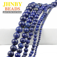 JHNBY AAA Lapis Lazuli Beads Natural Stone 4/6/8/10/12MM Blue Color Ore Ball Loose Beads for Jewelry Bracelet Making DIY