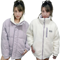 WHO.A.U 雙面 保暖 外套 雙面穿設計 情侶款 紫色 米白色(平輸品)
