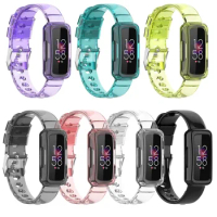 Soft Wrist Strap For Kids Fitbit Luxe/Inspire HR/Ace 2/inspire2 Ace 3 Smart Band Wristband Transparent Frame Bumper Cover