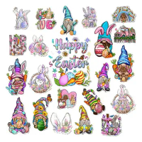 22Pcs Easter Magnets Stickers Refrigerator Magnetic Sticker Easter Festive Car Decoration Watercolor Cartoon Refrigerator Magnet