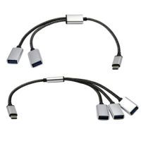 USB C to USB OTG Adapter Type C OTG Cable USB C Male to 2/3 USB 2.0 Female