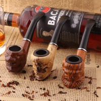 Resin Pipe Chimney Double Filter Long Smoking Pipes Herb Tobacco Pipe Cigar Narguile Grinder Smoke Mouthpiece